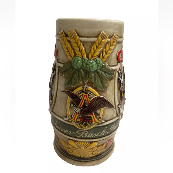1980s Holiday Budweiser Clydesdale Beer Stein Vintage Anheuser-Busch Mug - Picture 4 of 7
